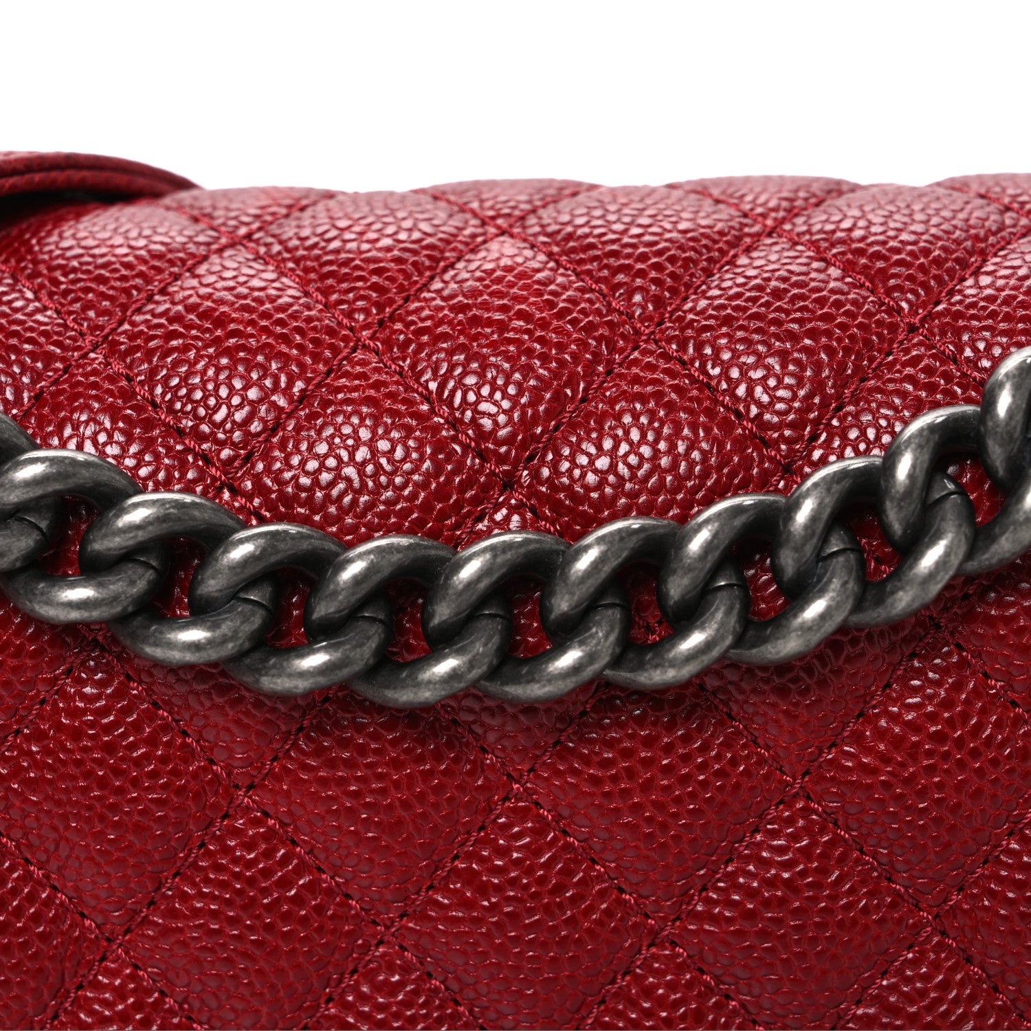 Chanel Caviar Quilted Medium Boy Flap Red