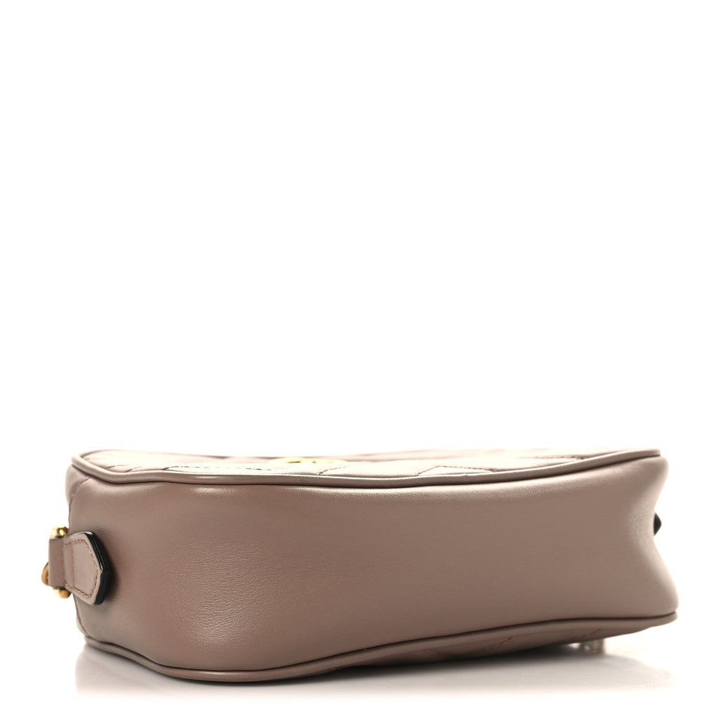 Gucci Calfskin Matelasse Mini GG Marmont Chain Shoulder Bag Porcelain Rose