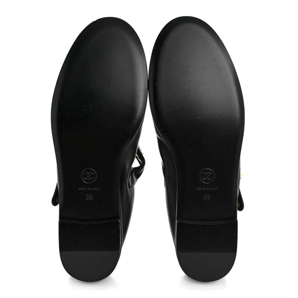 Lambskin Charm Mary Jane Flats 39 Black