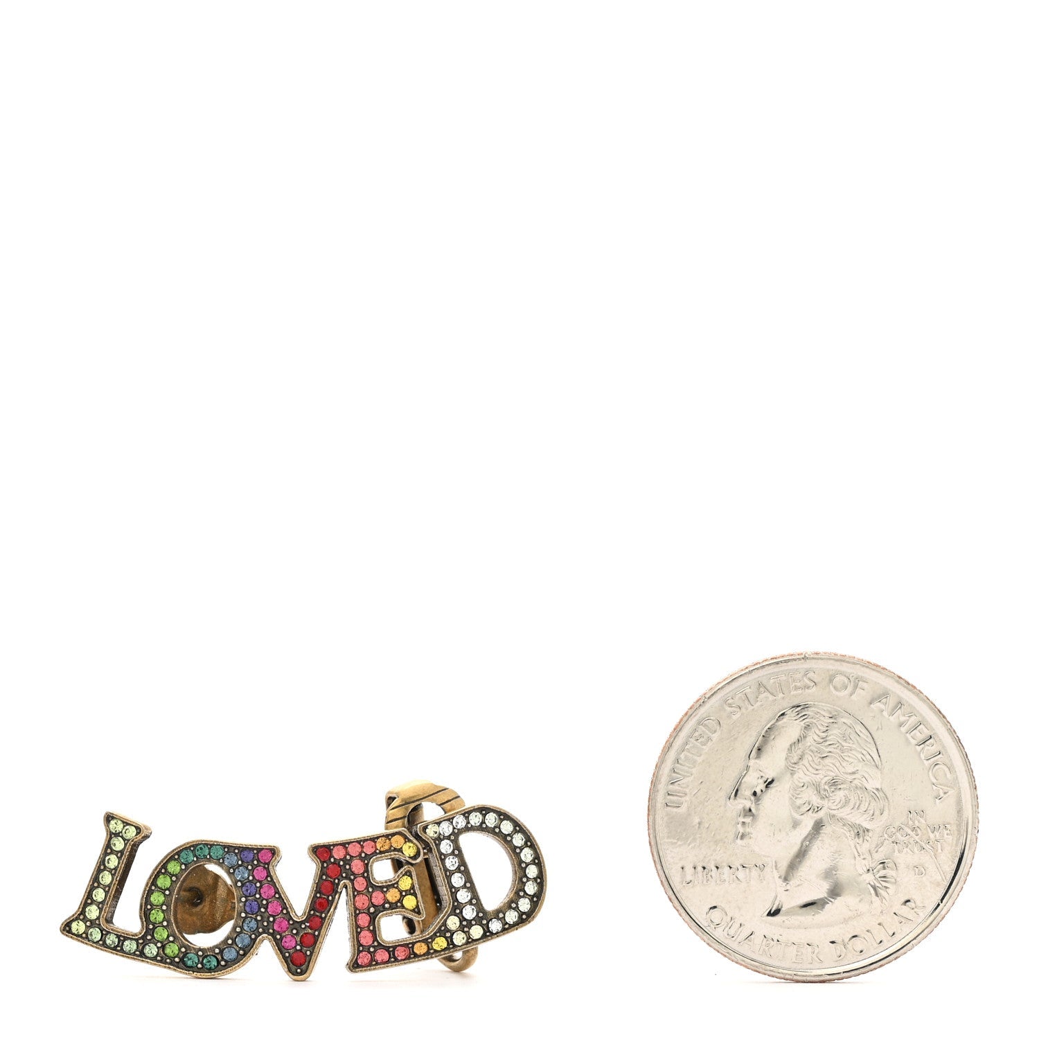 Gucci Gold Crystal Loved Ear Cuff Earring Multicolor
