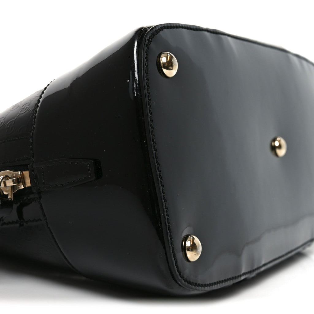 Gucci Patent Microguccissima Small Nice Top Handle Dome Bag Black