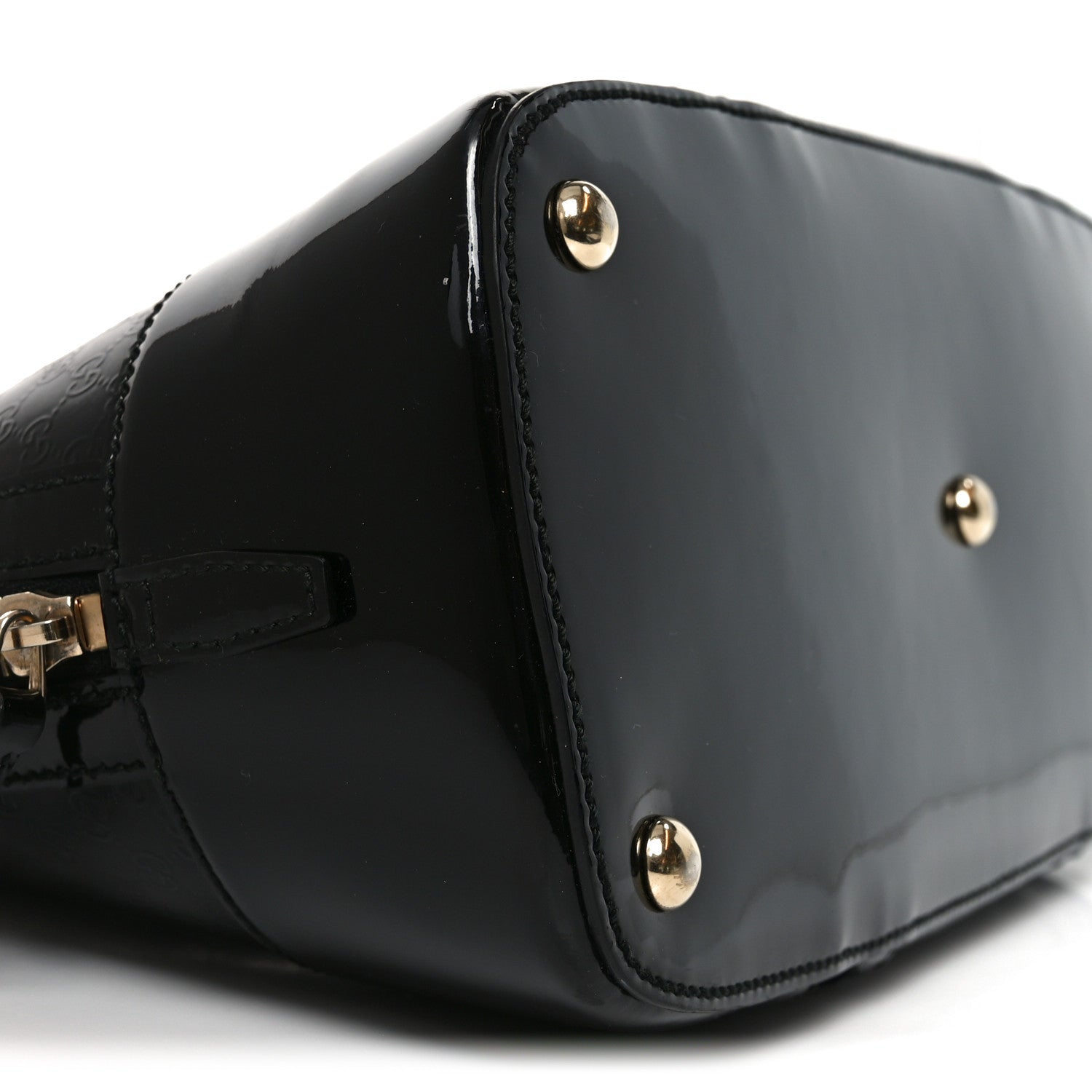 Gucci Patent Microguccissima Small Nice Top Handle Dome Bag Black