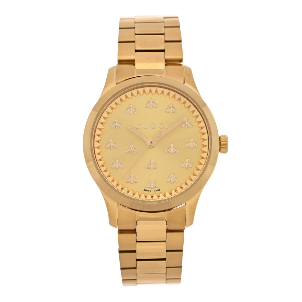 Gucci Stainless Steel 32mm G-Timeless Bee Quartz Watch Gold