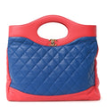 Chanel Lambskin Quilted Large 31 Shopping Bag Blue Red