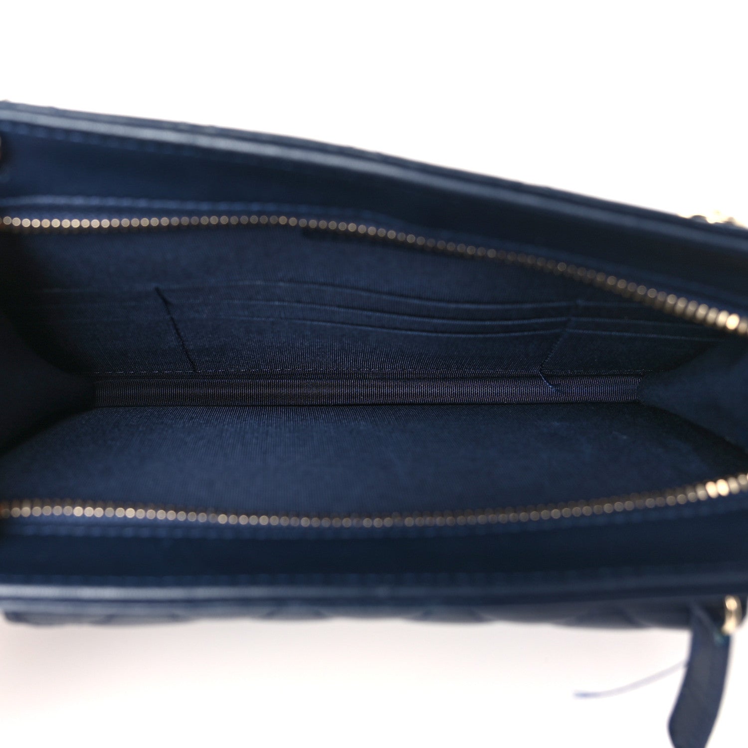 Chanel Lambskin Quilted Square Front Pocket Clutch With Chain Navy Blue