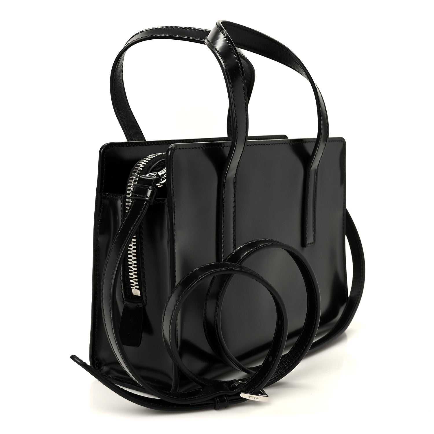 Prada Spazzolato Mini Re-Edition 1995 Double Handle Handbag Black