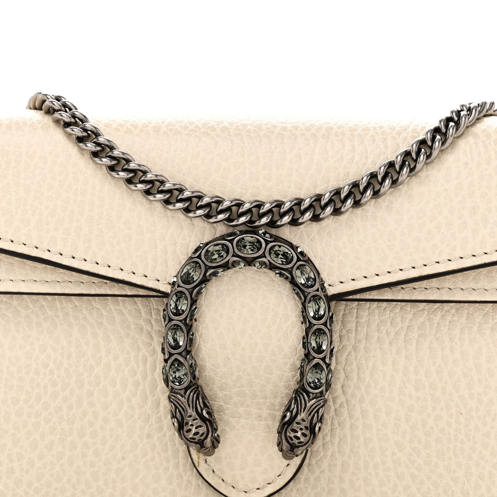 Gucci Dollar Calfskin Crystal Super Mini Dionysus Shoulder Bag Mystic White Black Diamond