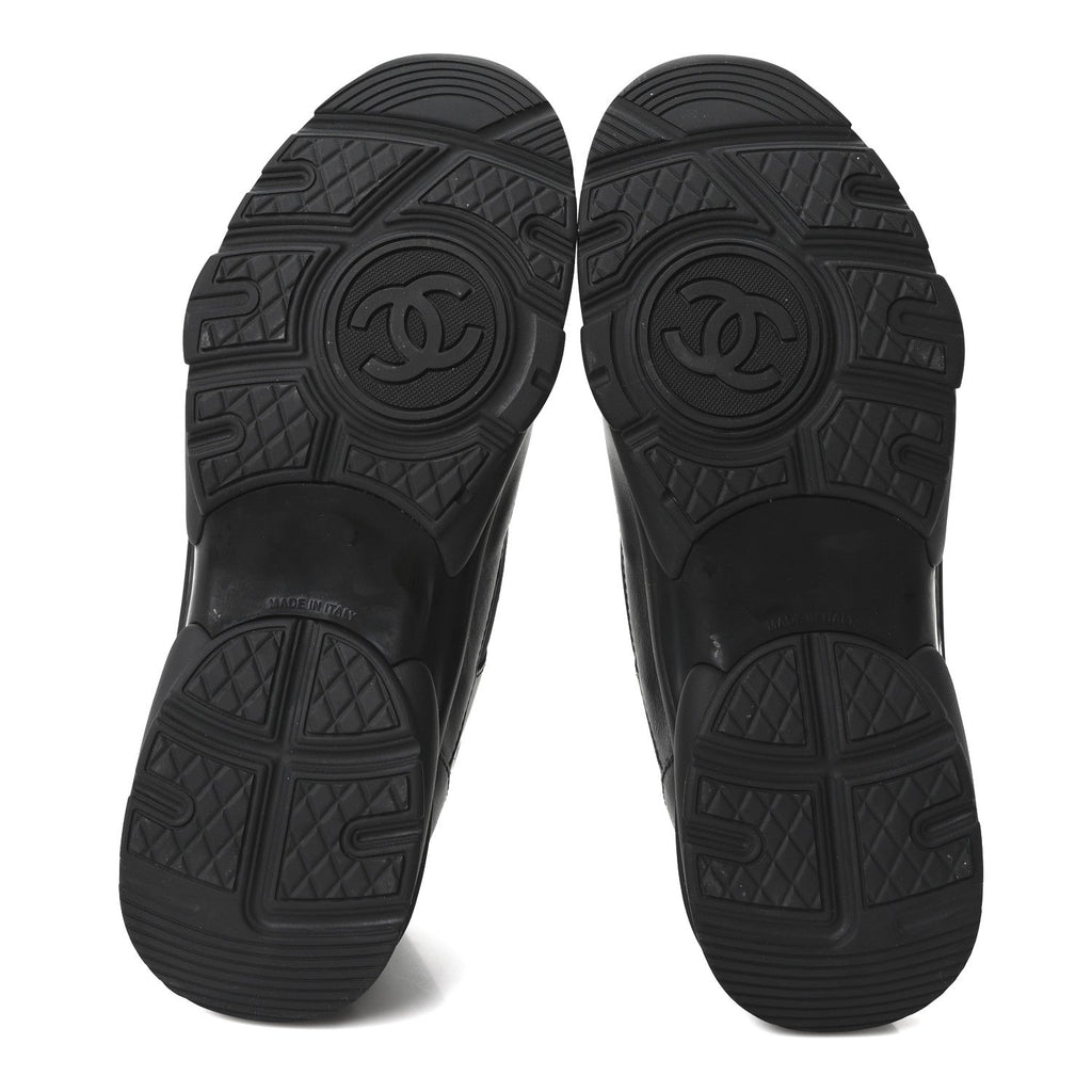Lambskin Fabric CC Uniform Sneakers 38.5 Black
