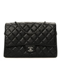 Chanel Lambskin Quilted Clutch With Chain Flap Black