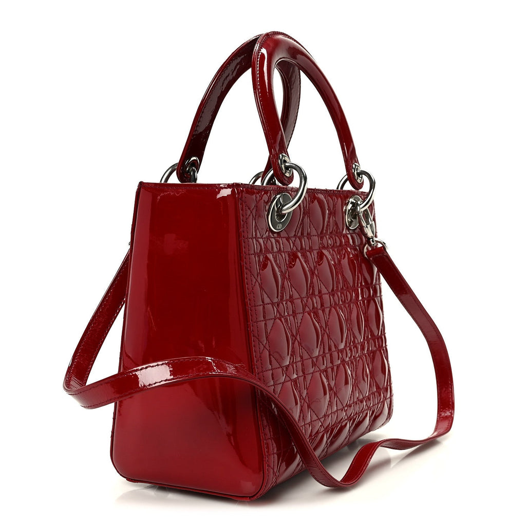 Christian Dior Patent Cannage Medium Lady Dior Red