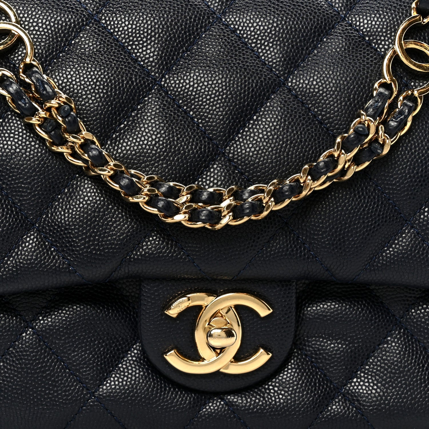 Chanel Caviar Quilted Small CC You Flap Navy