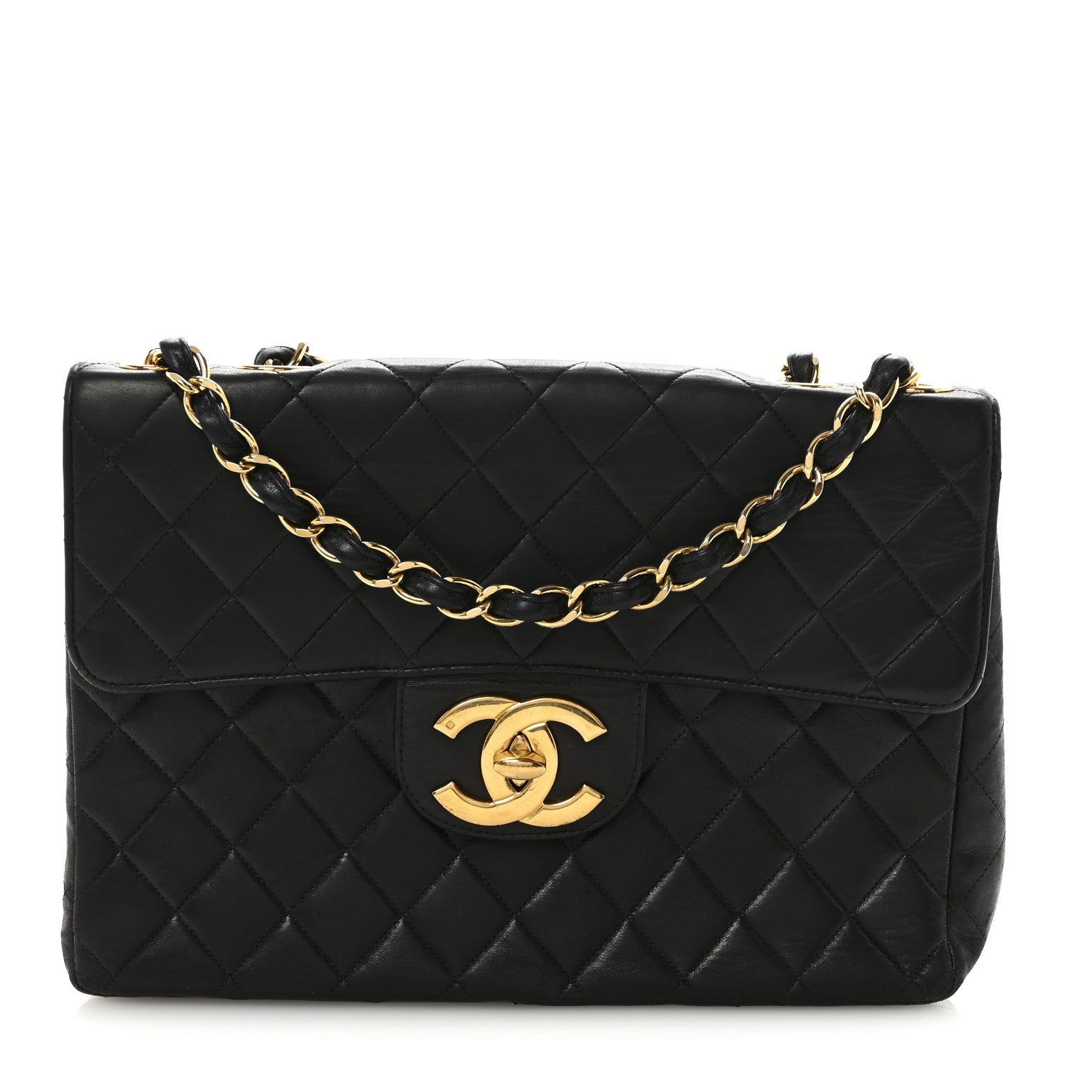 Chanel Lambskin Quilted XL Jumbo Single Flap Black