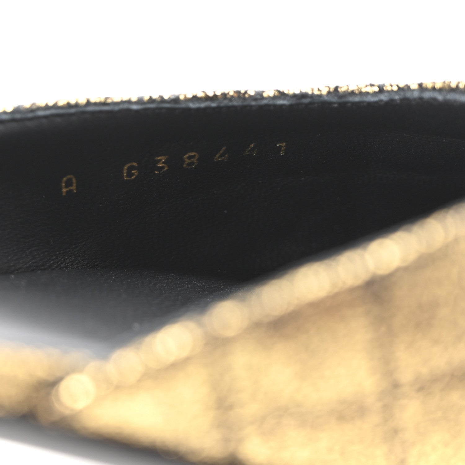 Laminated Suede Kidskin Grosgrain Quilted Cap Toe Ballerina Flats 36.5 Gold Black