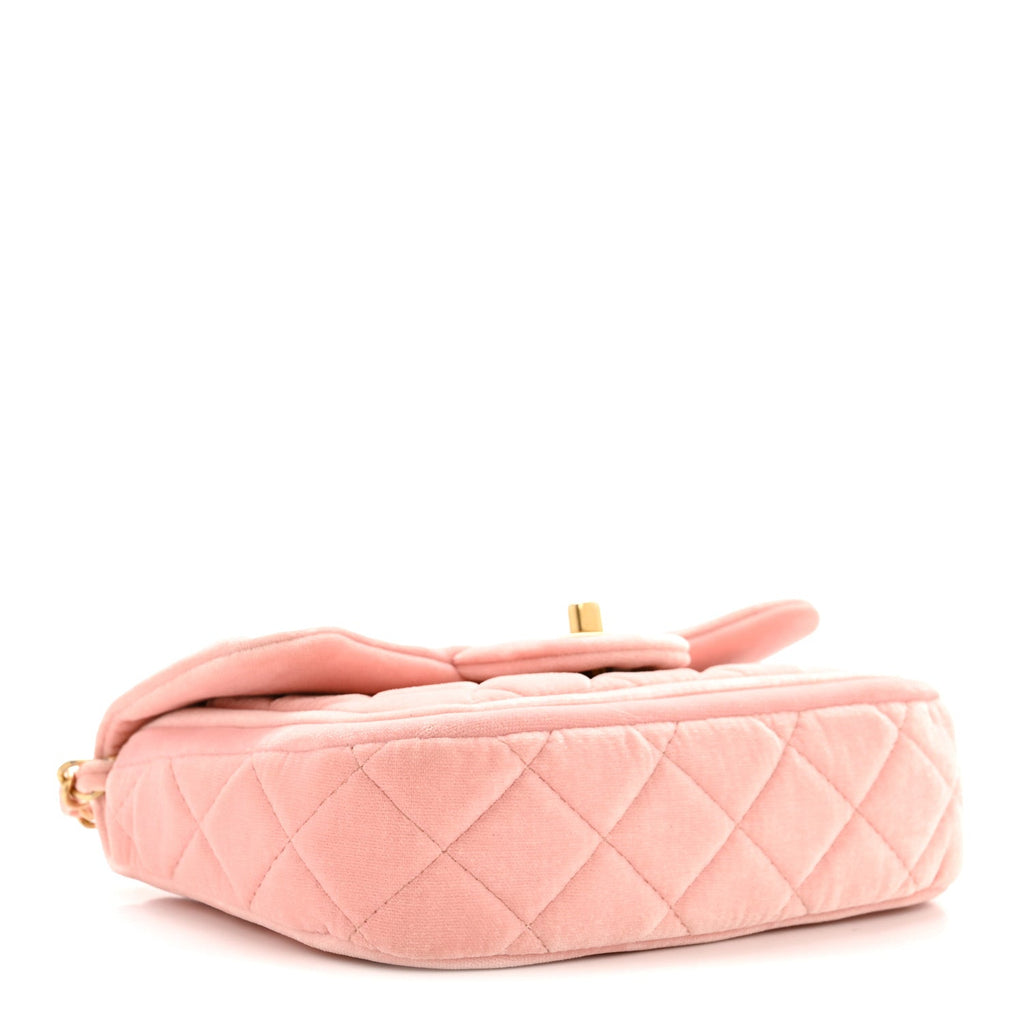 Chanel Velvet Quilted Mini Flap Pink