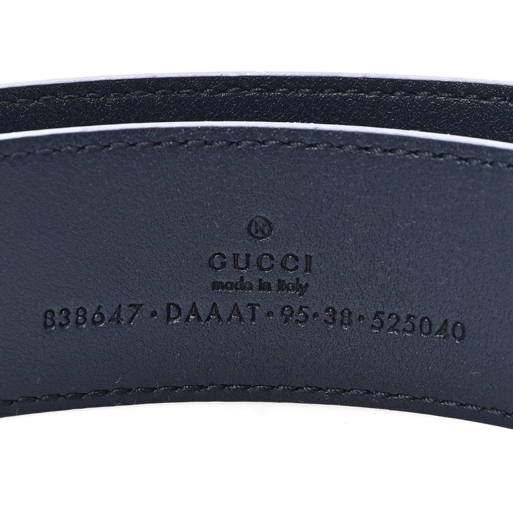 Gucci Moon Calfskin Round Plaque 35mm Belt 95 38 Navy