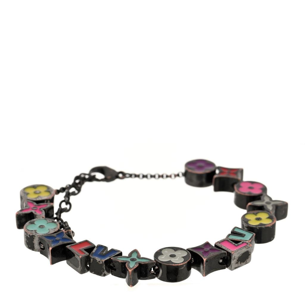 Louis Vuitton Metal Enamel Monogram Party Bracelet Black Multicolor