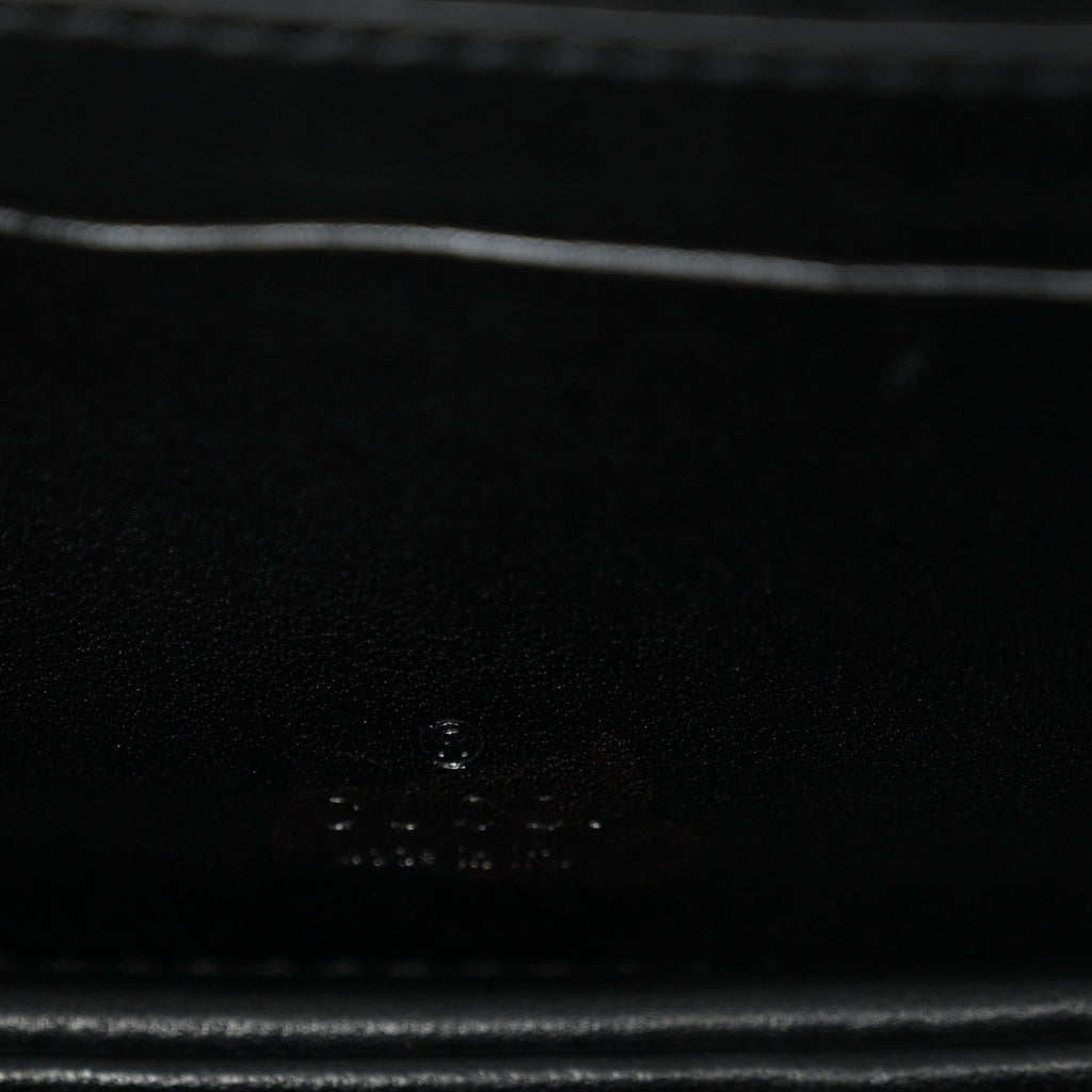 Gucci Boarded Dyana Lux Calfskin Web Monochrome Mini Bamboo 1947 Top Handle Bag Black