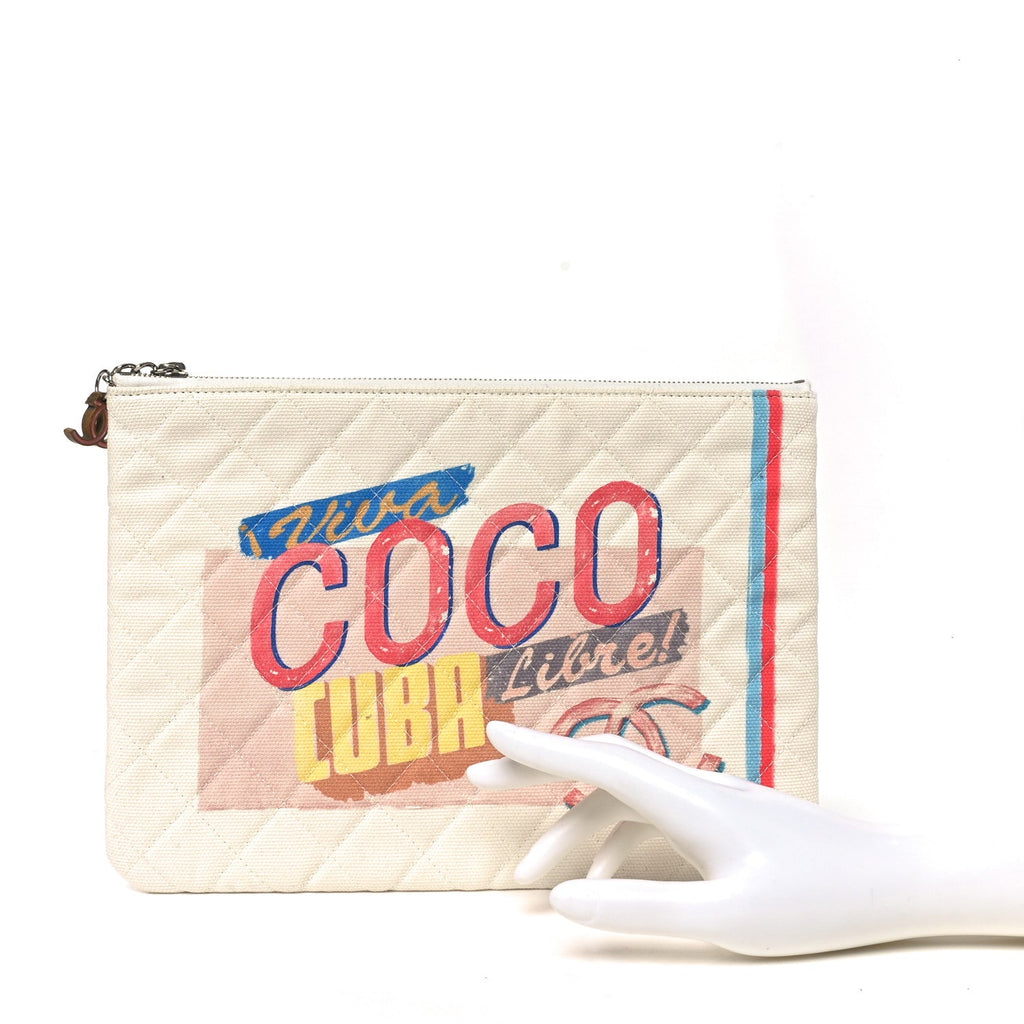 Canvas Medium Coco Cuba Cosmetic Case Yellow Turquoise