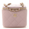 Chanel Caviar Quilted Mini Vanity Case With Chain Light Pink