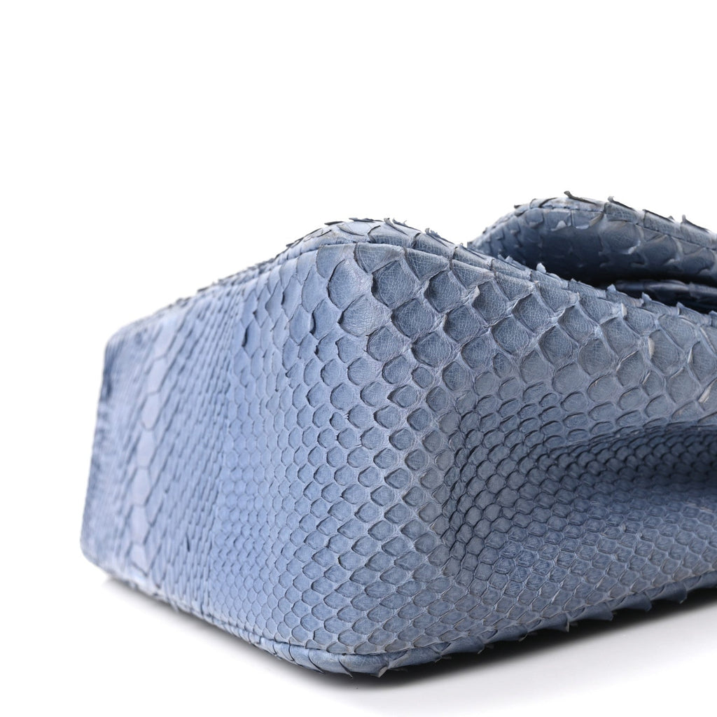 Chanel Snakeskin Jumbo Double Flap Light Blue