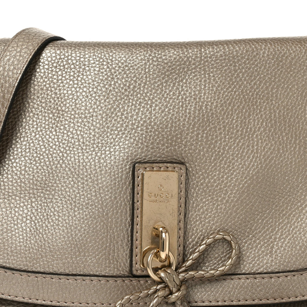 Gucci Monogram Calfskin Medium Bella Flap Bag Beige Ebony Champagne