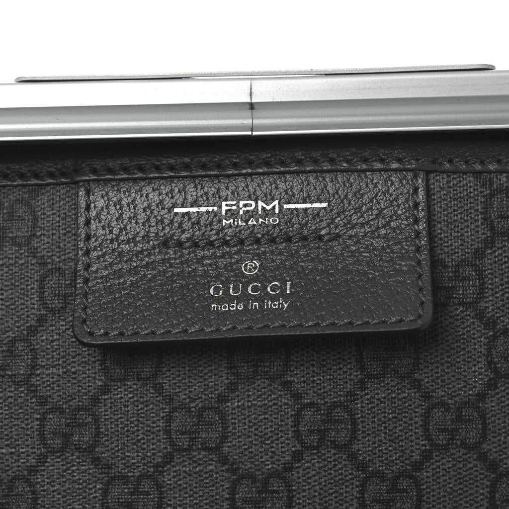 Gucci GG Supreme Monogram Aluminum Porter Beauty Case Silver