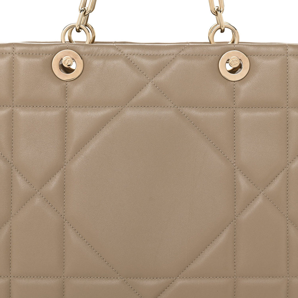 Christian Dior Calfskin Archicannage Medium Essential Tote Beige