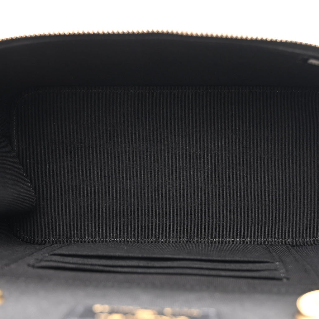 Chanel Goatskin Quilted Punk Essentials Vanity Case With Chain Black