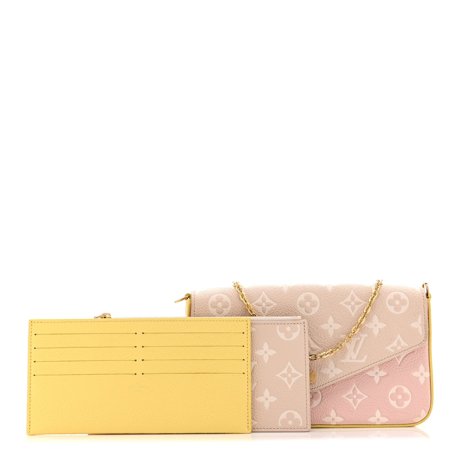 Louis Vuitton Empreinte Spring in the City Felicie Pochette Chain Wallet Pink Beige Yellow