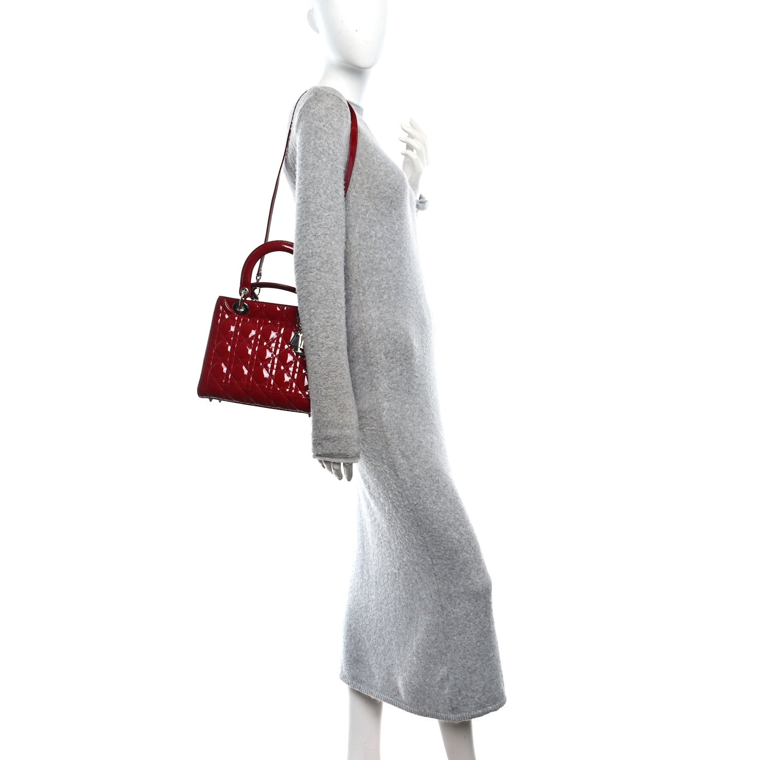 Christian Dior Patent Cannage Medium Lady Dior Red