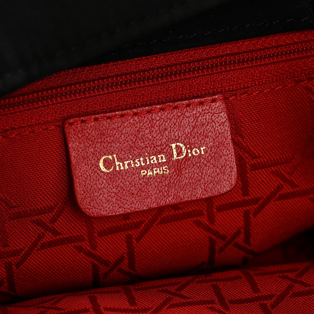 Christian Dior Nylon Cannage Medium Lady Dior Black