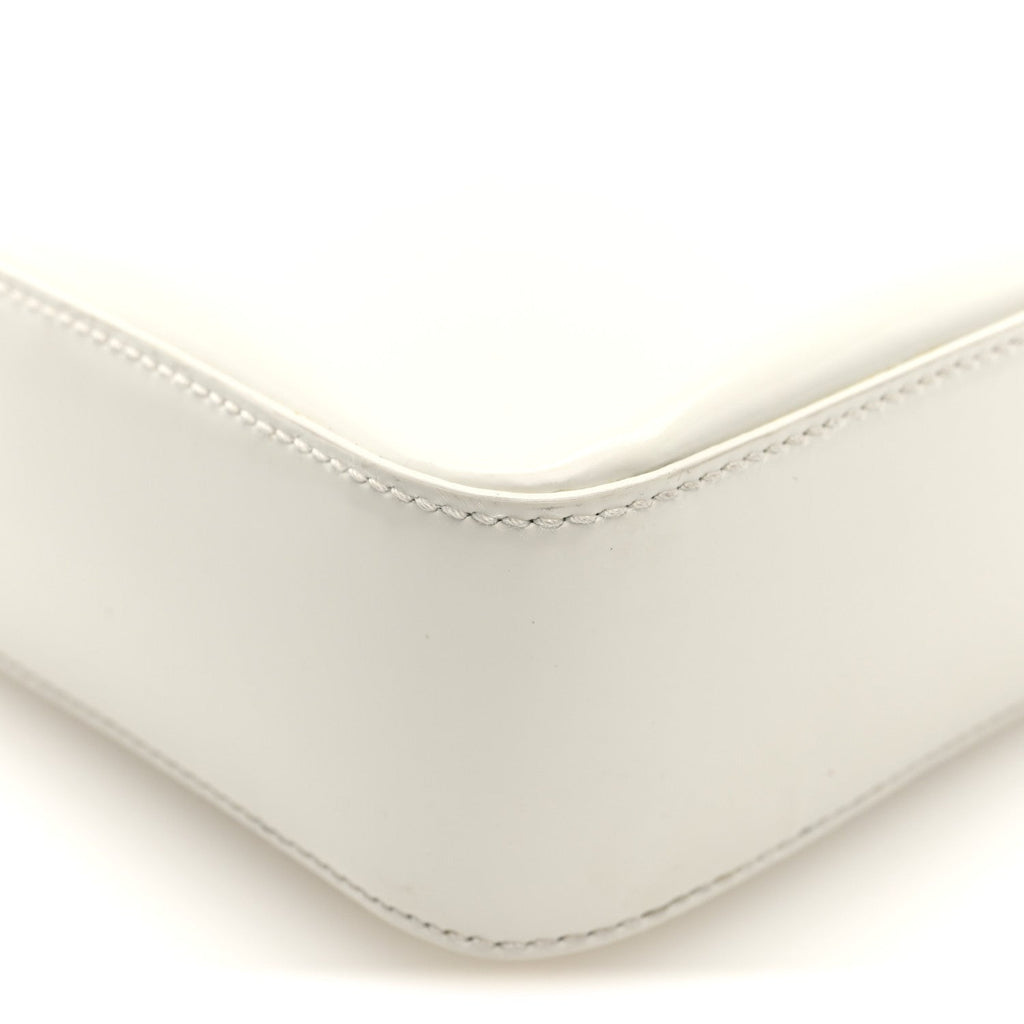 Prada Spazzolato Triangle Small Double Handle Crossbody Tote White