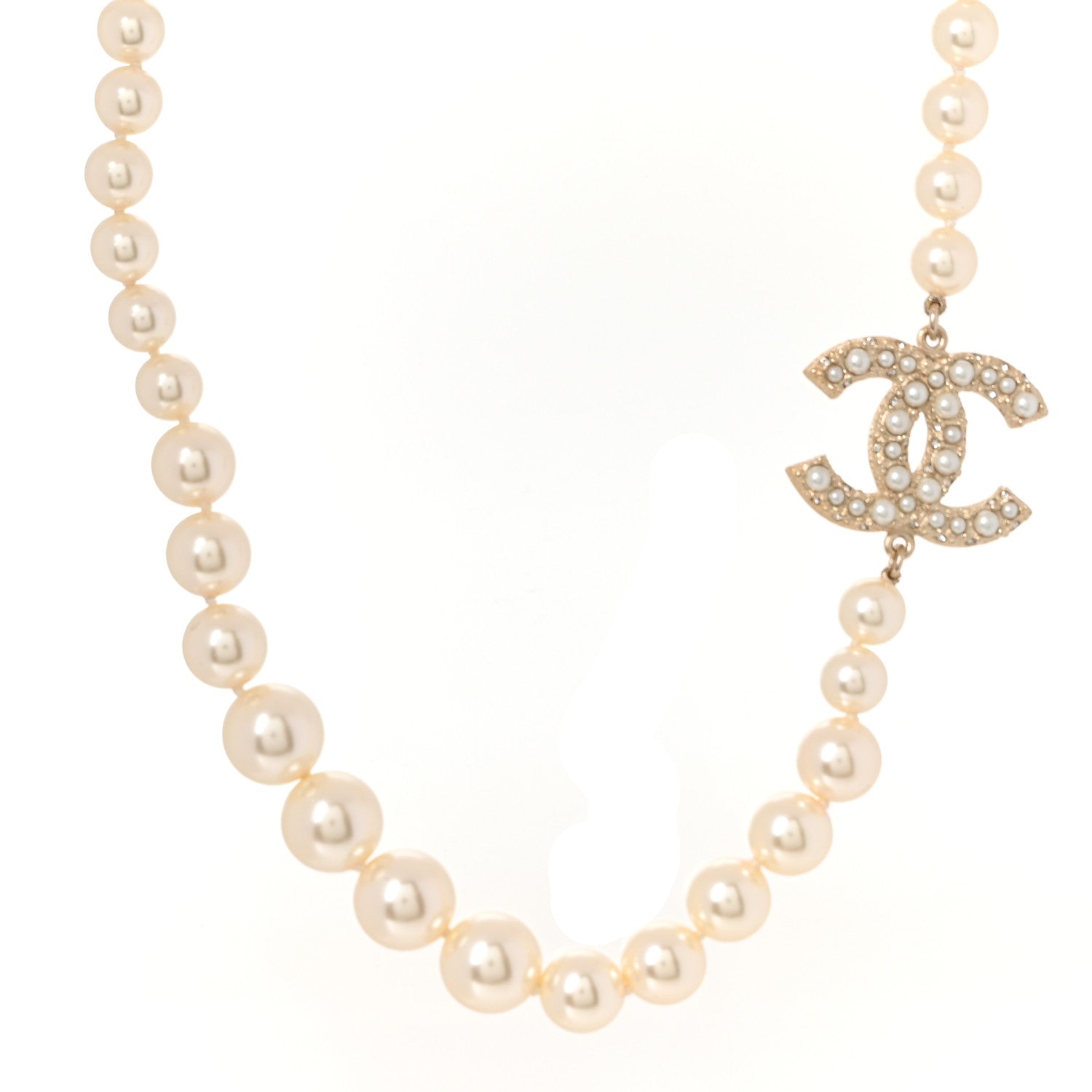 Pearl CC 100th Anniversary Necklace Light Gold