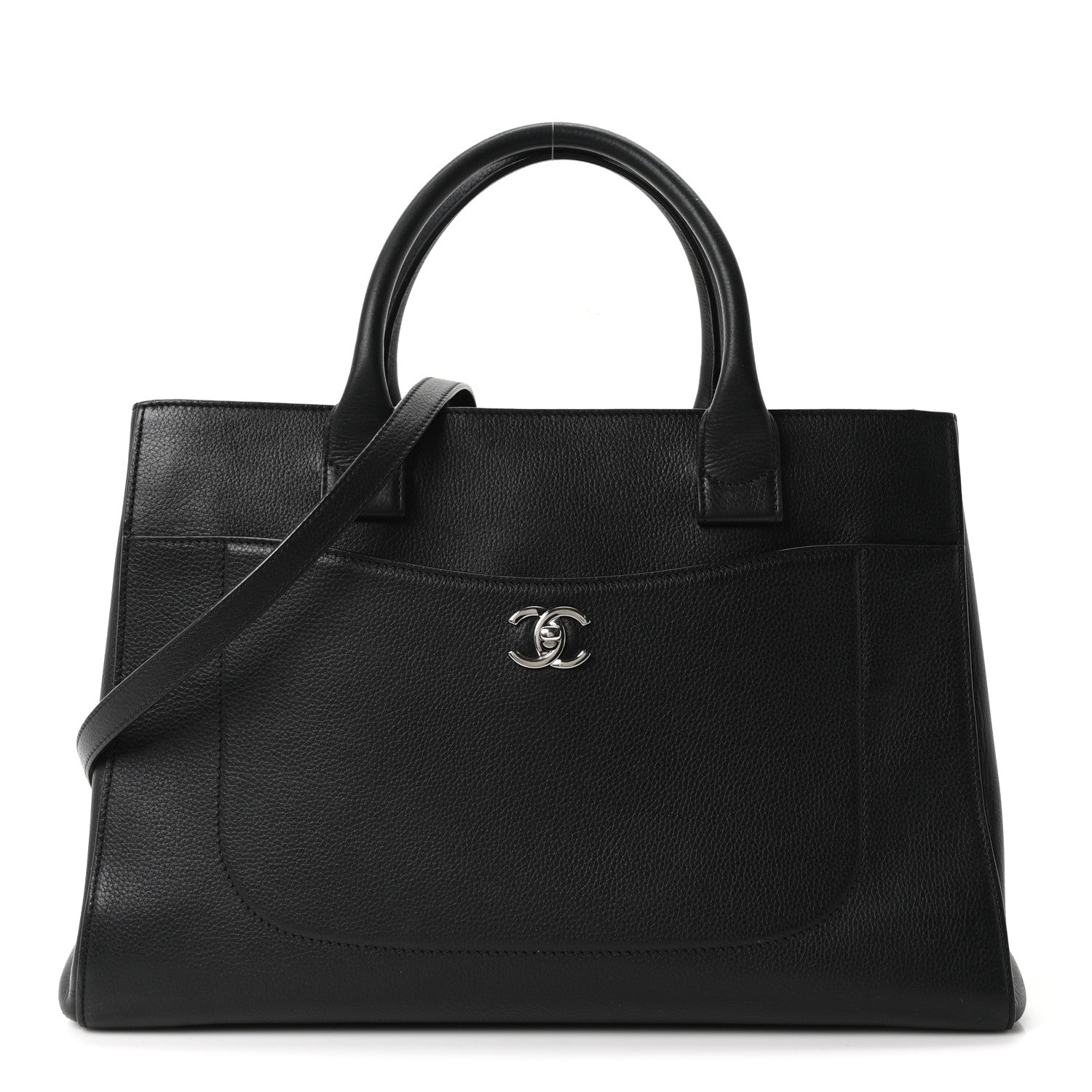 Chanel Grained Calfskin Medium Neo Executive Shopper Tote Black