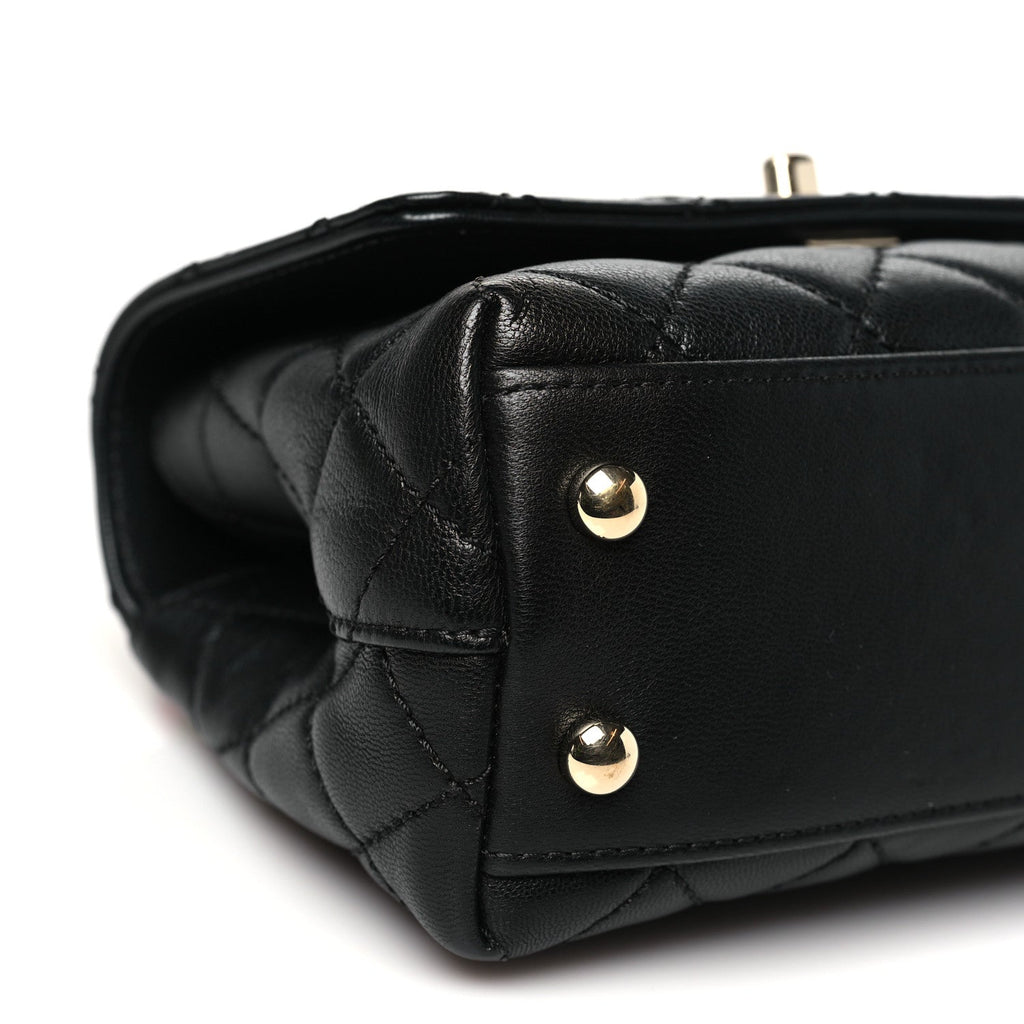 Chanel Goatskin Quilted Rainbow Extra Mini Coco Handle Flap Black