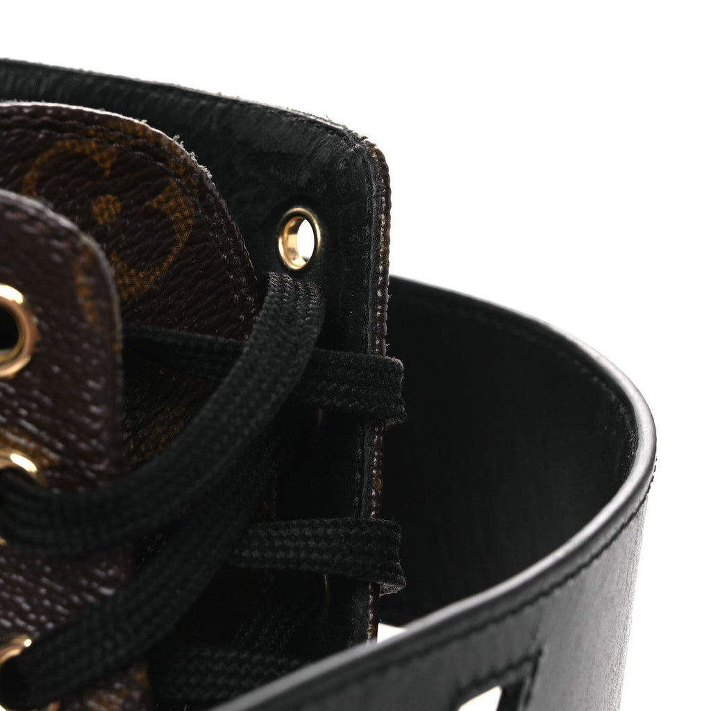 Louis Vuitton Calfskin Monogram Wonderland Flat Ranger Boots 36.5 Black
