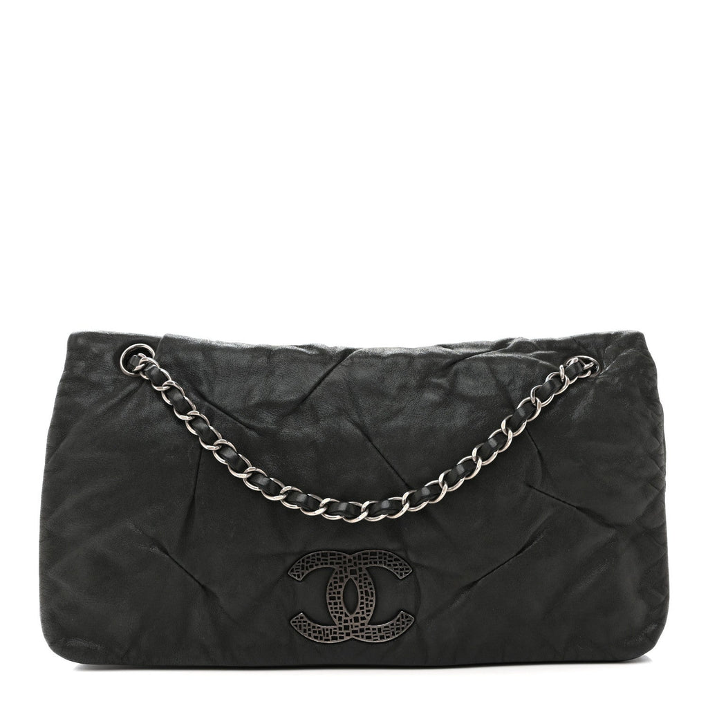 Chanel Iridescent Calfskin Glint Accordion Flap Black