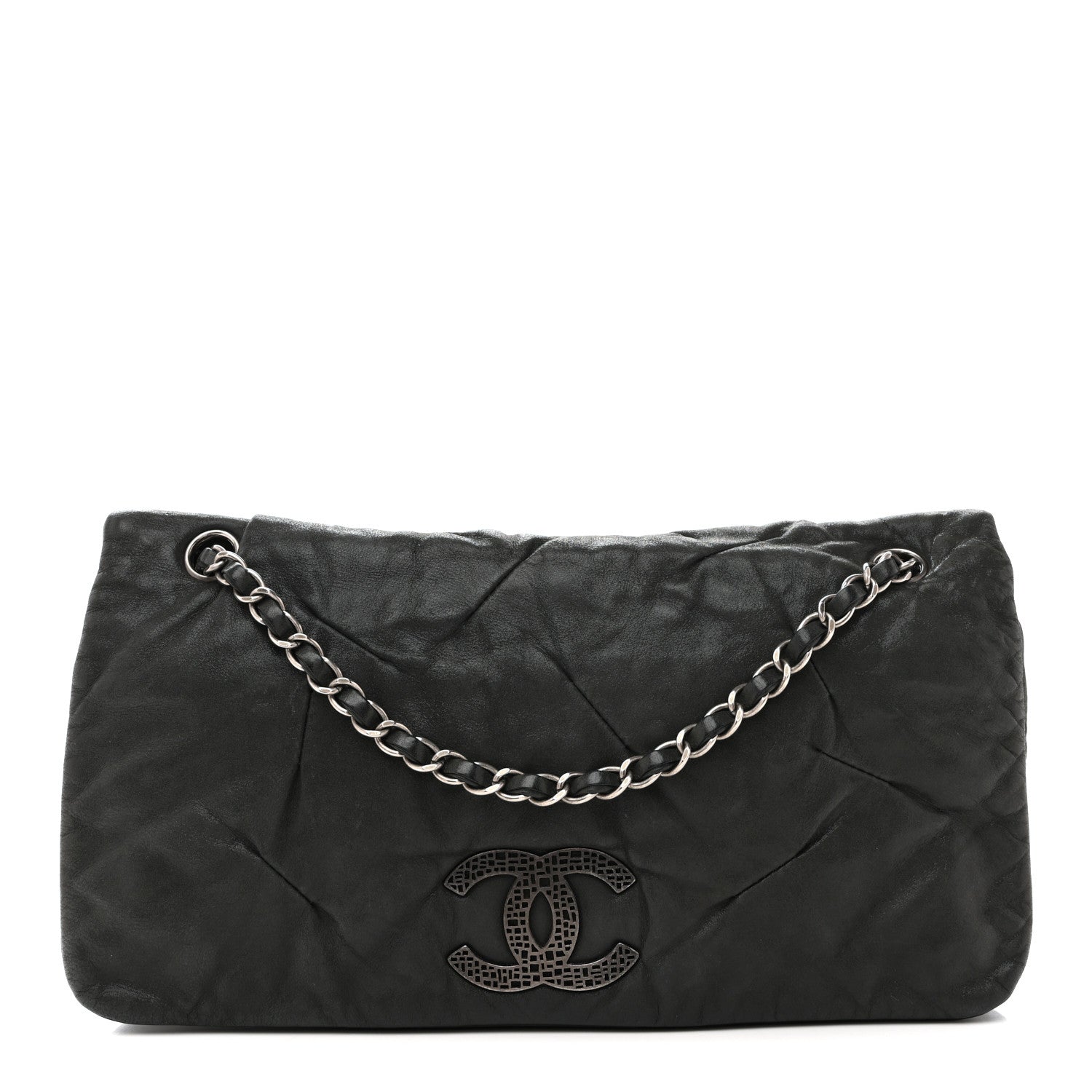 Chanel Iridescent Calfskin Glint Accordion Flap Black