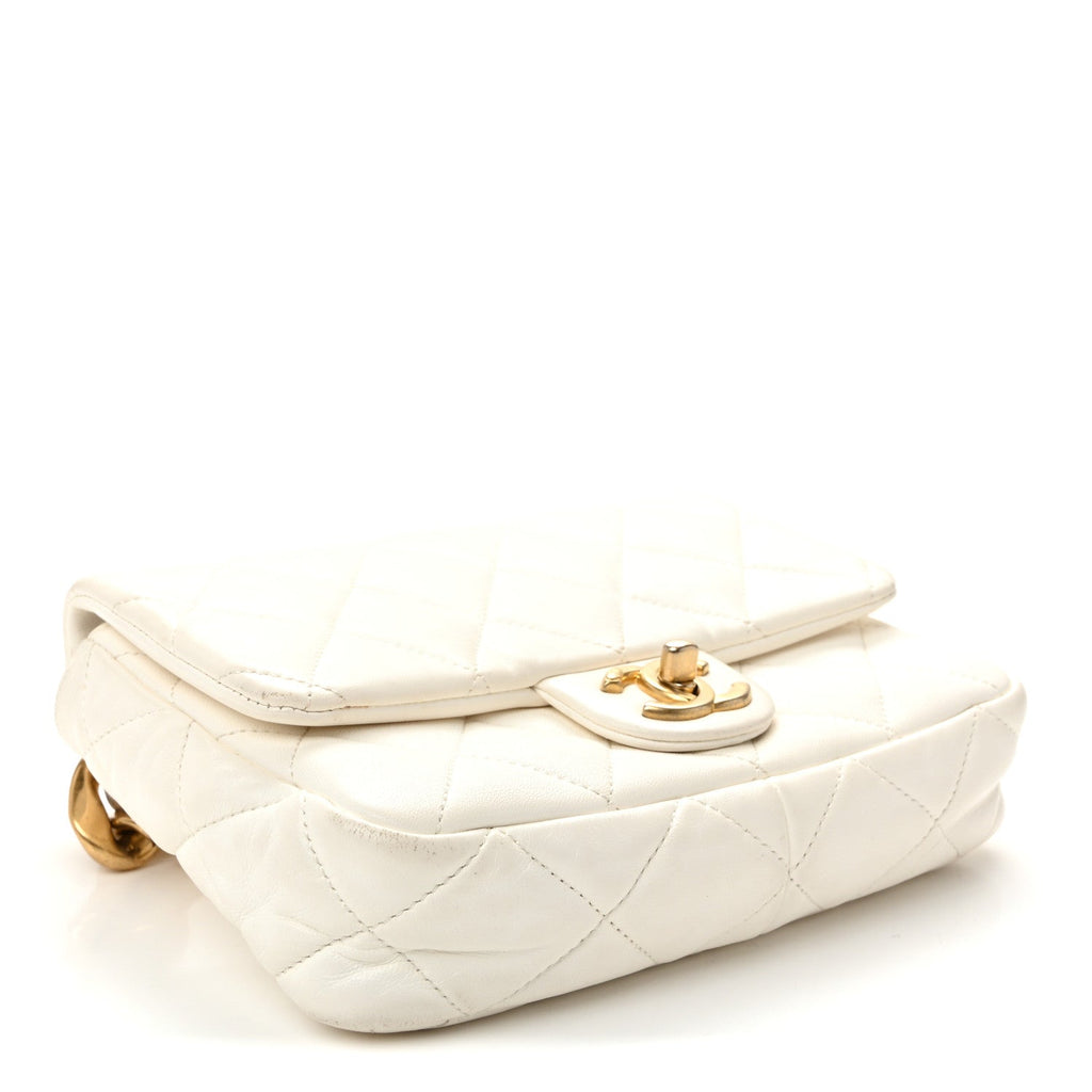 Chanel Lambskin Quilted Small CC Funky Town Flap White