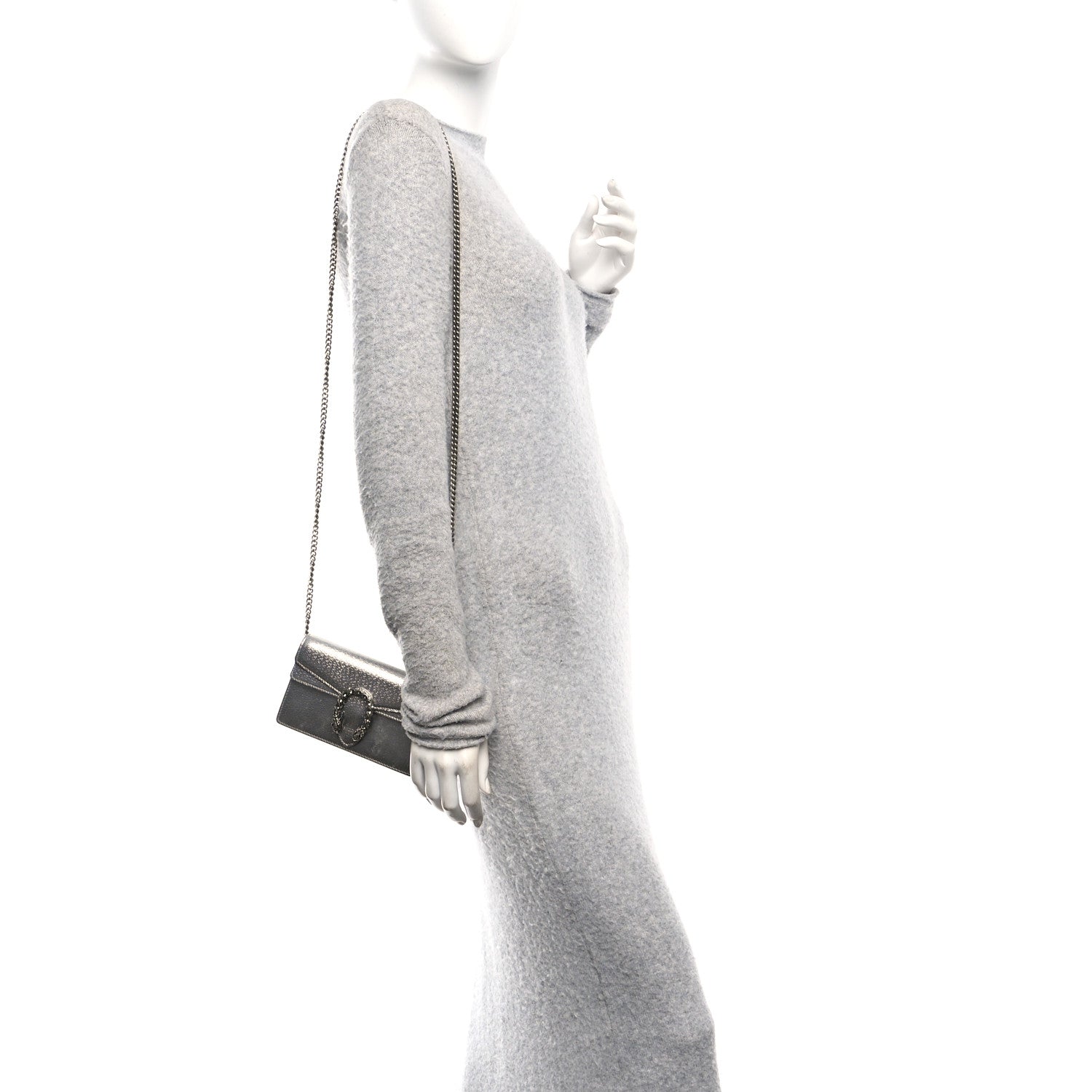 Gucci Metallic Calfskin Super Mini Dionysus Shoulder Bag Silver