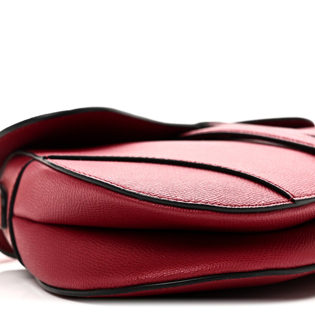 Christian Dior Grained Calfskin Saddle Bag Red