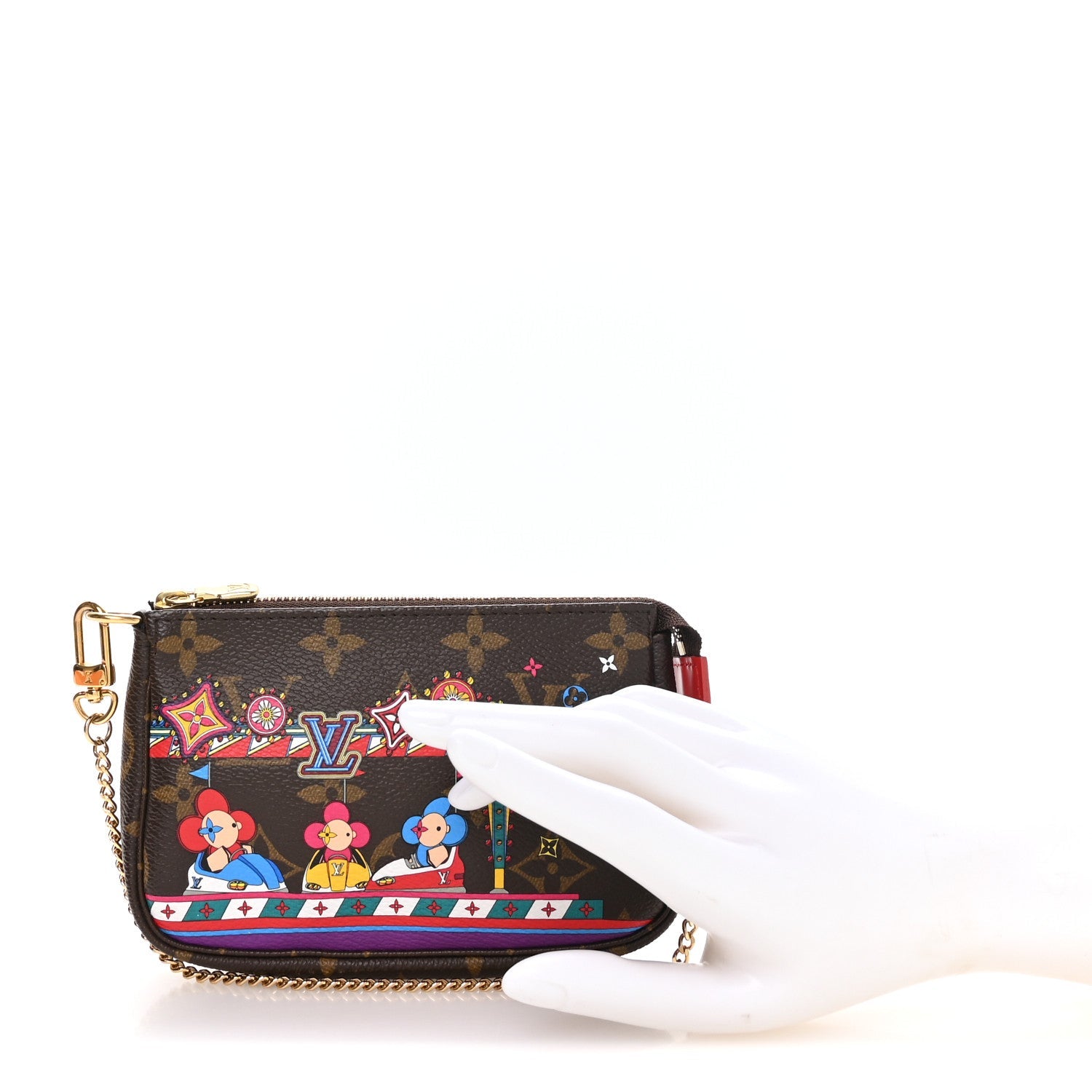 Louis Vuitton Monogram 2020 Christmas Animation Bumper Cars Mini Pochette Accessories Coquelicot