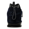 Chanel Wool Calfskin Embroidered Paris Hamburg Drawstring Backpack Navy Blue