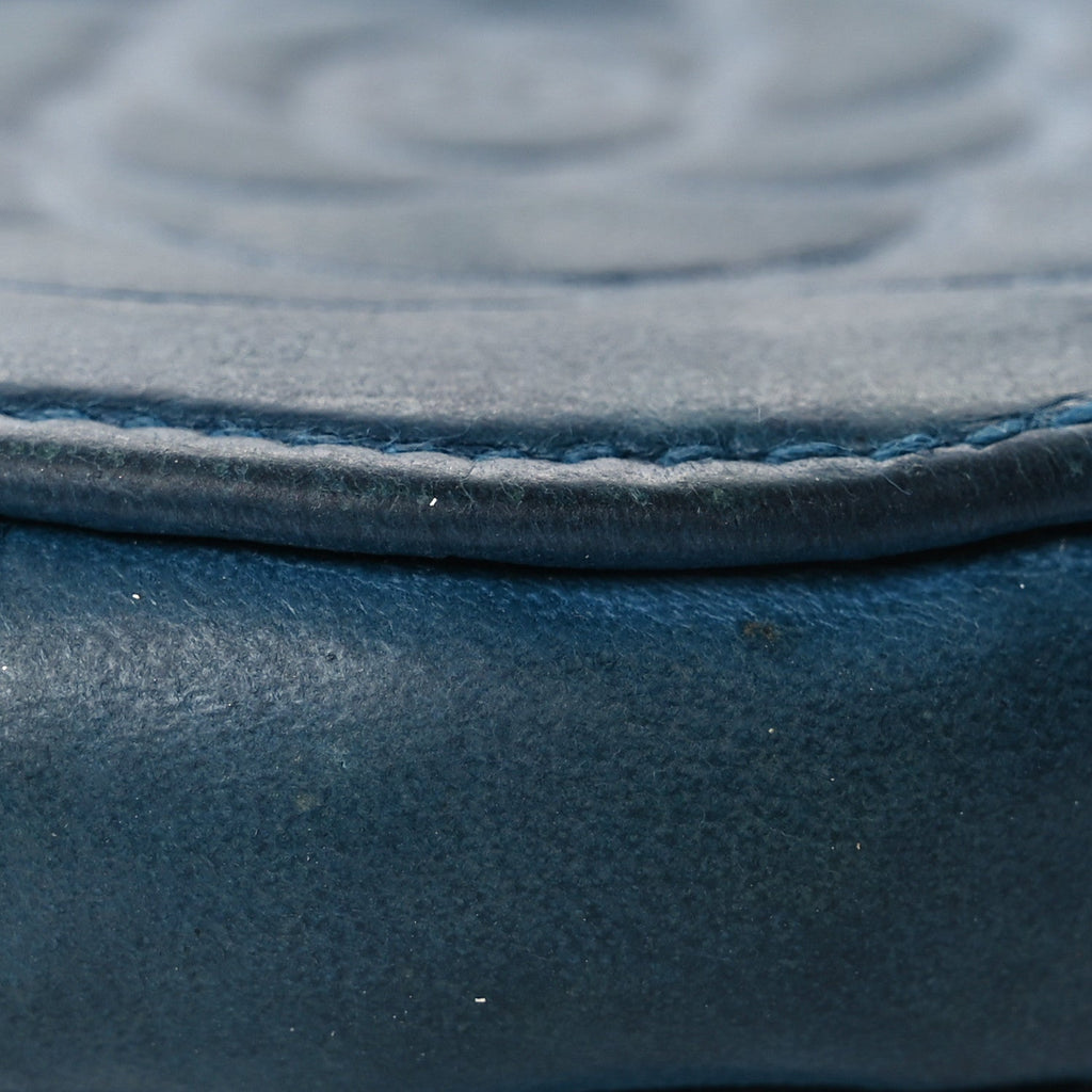 Lambskin Round Camellia CC Coin Purse Navy