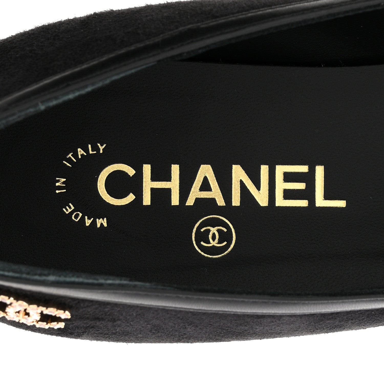 Chanel Suede Kidskin Lambskin Patent Calfskin Crystal CC Cap Toe Flats 40 Black