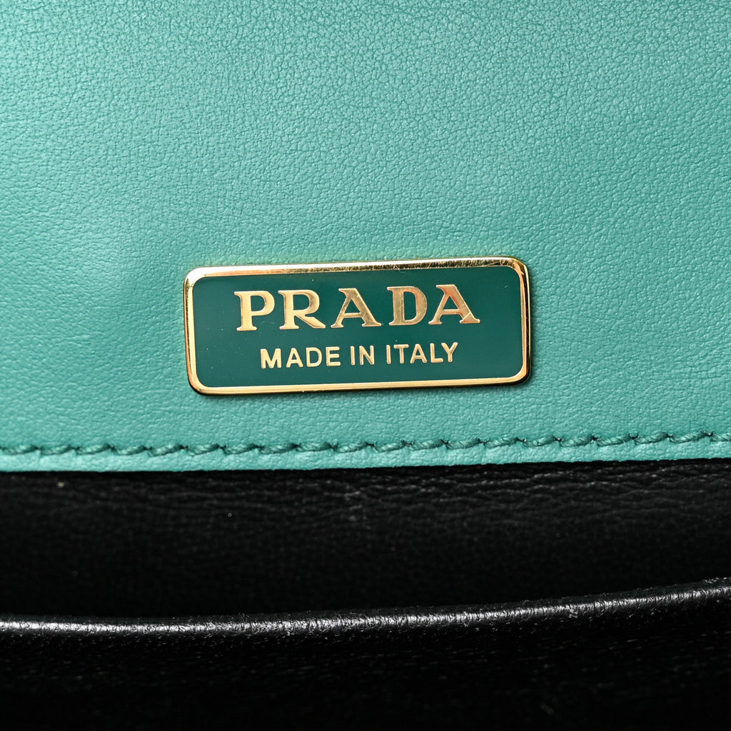 Prada Antic Soft Saffiano Lions Head Cahier Shoulder Bag Assenzio Black