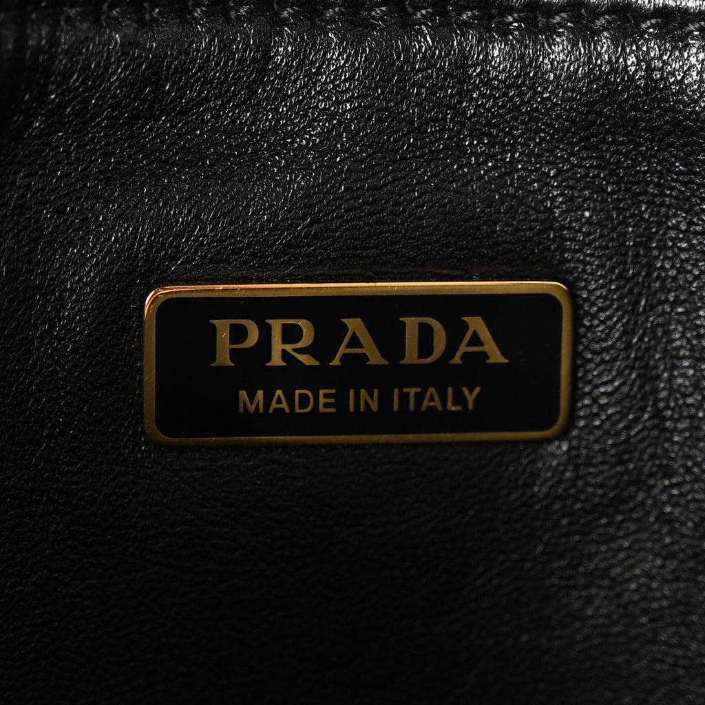 Prada Jacquard Calfskin Triangolo Symbole Embroidered Mini Triangle Double Bag Black Edera