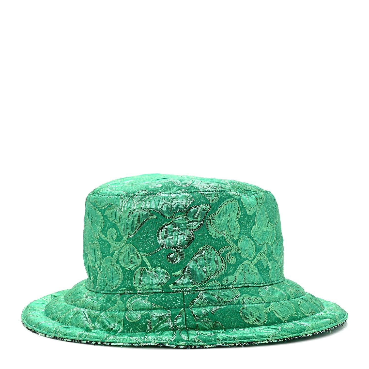 Gucci Canvas Lame GG Monogram Reversible Bucket Hat L Green