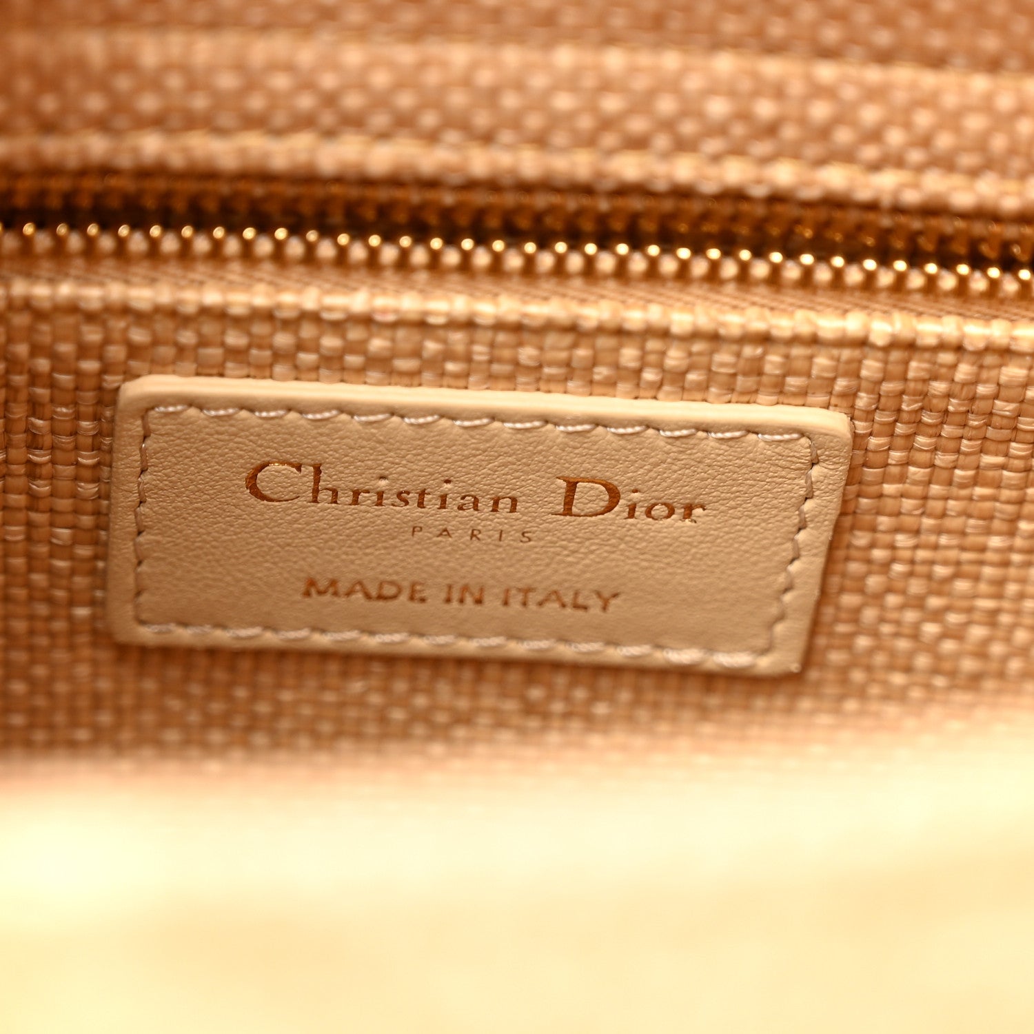 Christian Dior Raffia Woven Cannage Embroidered Medium Lady D-Lite Natural Black