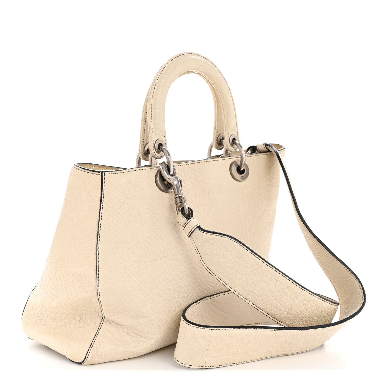 Christian Dior Canyon Grained Lambskin Large Lady Dior Off White